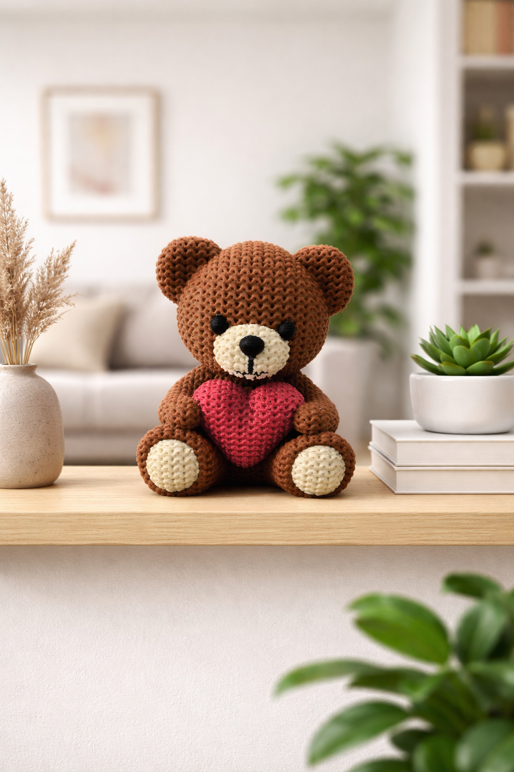 Gros plan de la texture crochetée détaillée sur le corps de l'ours et son museau crème