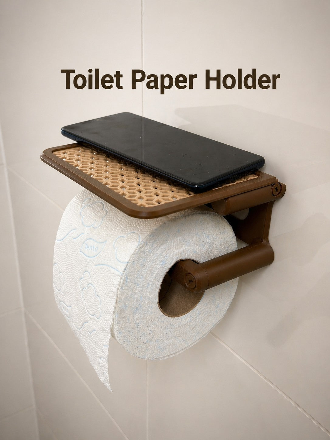 Dérouleur de papier toilette avec abattant et tablette