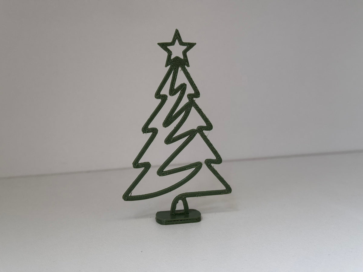 Figurine de sapin minimaliste avec étoile et pied