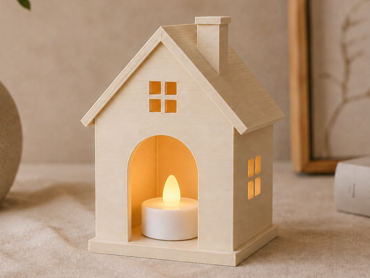 Maison de Noël minimaliste pour bougie LED, 10 cm