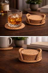 Gros plan de la texture tressée d'un sous-verre