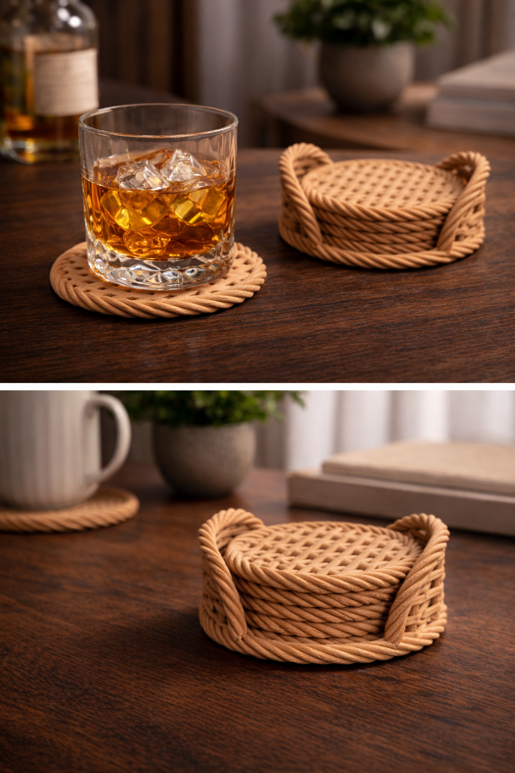 Gros plan de la texture tressée d'un sous-verre