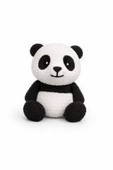 Figurine panda vue de côté sur une étagère en bois