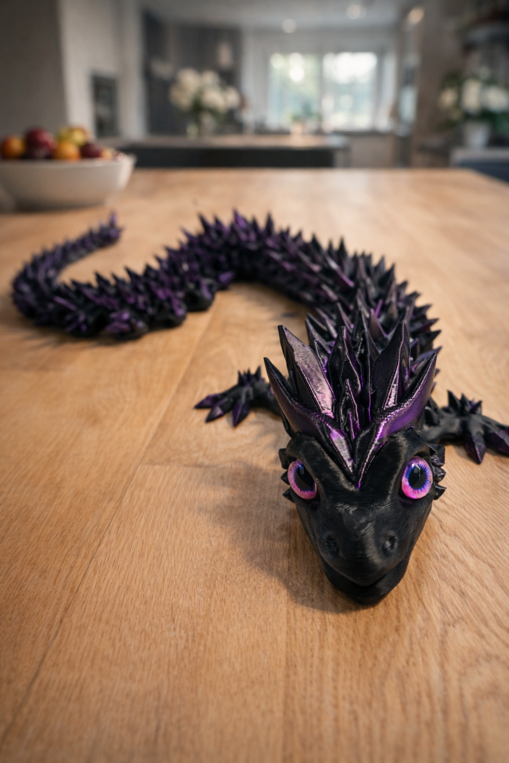 Dragon articulé 45 cm – noir et violet
