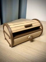 Boîte de rangement cylindrique à rideau et tiroir coulissant