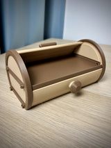 Boîte de rangement cylindrique à rideau et tiroir coulissant