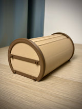 Boîte de rangement cylindrique à rideau et tiroir coulissant