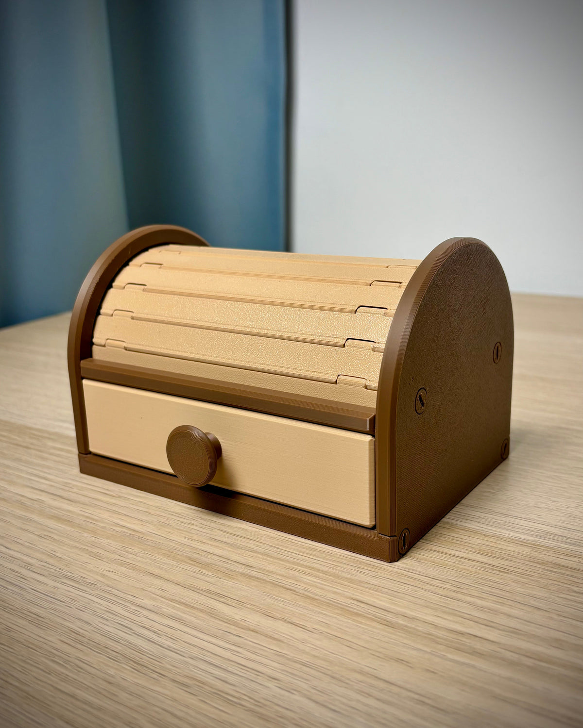 Boîte de rangement Tambour à rideau coulissant – rangement vintage pour le bureau