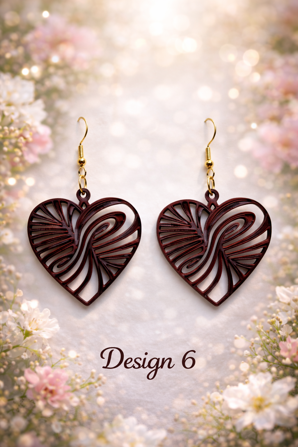 Boucles d'oreilles nœud celtique et symbole de l'infini en acajou foncé