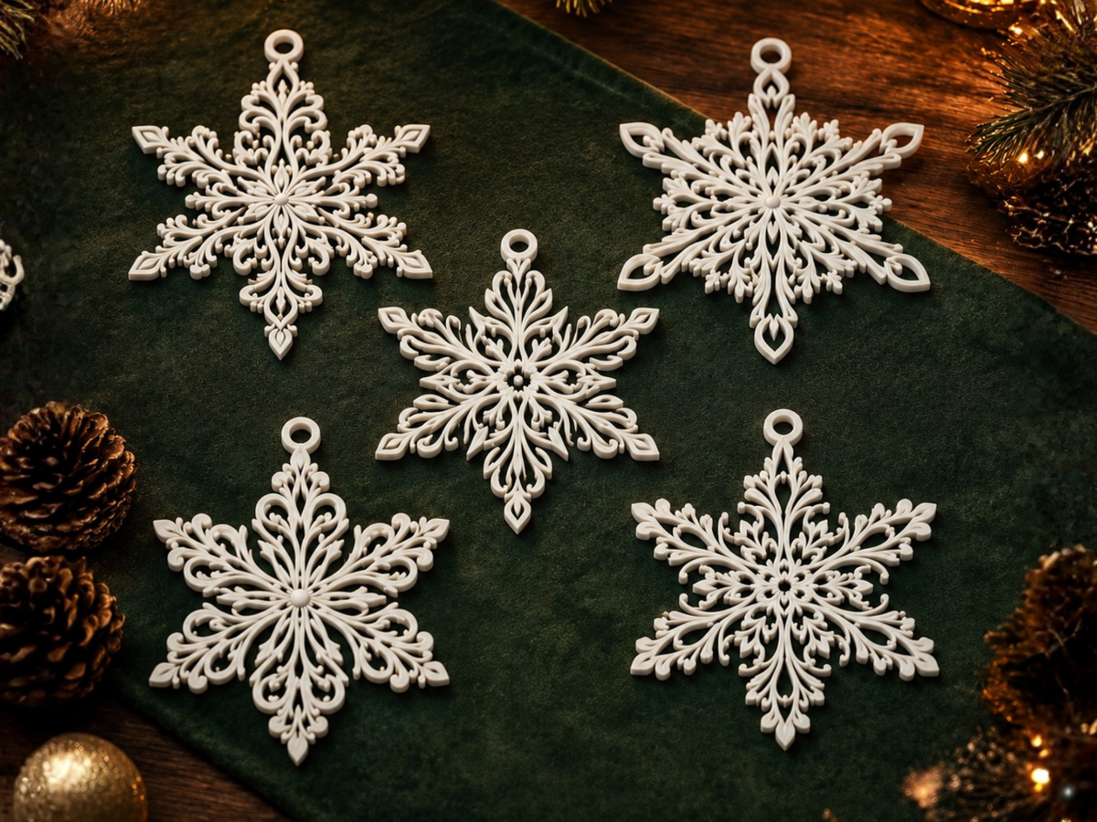 Flocons de neige pour le sapin – lot de 5 flocons en filigrane