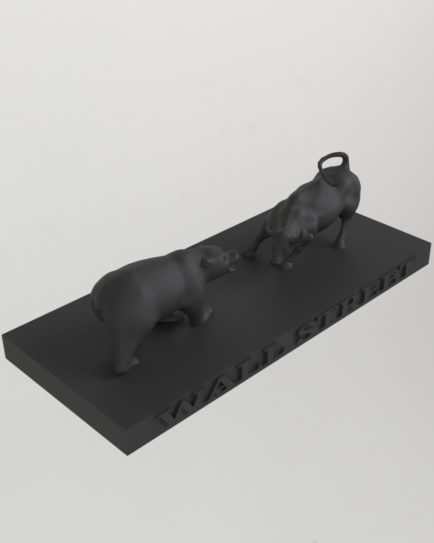 Statue Wall Street avec ours contre taureau