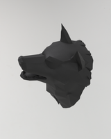 Buste de loup en cache pour crochet mural avec découpes pour câble