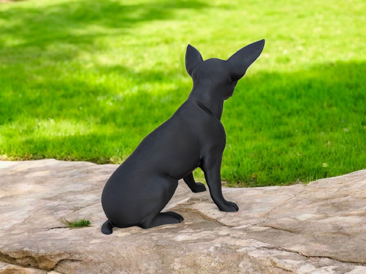 Détail de la surface et de la forme de la statue de chihuahua