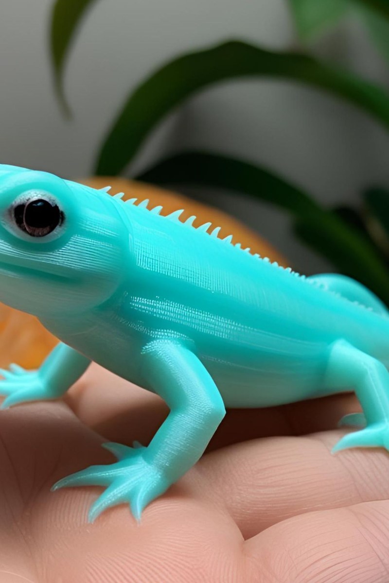 Gros plan d'une jolie figurine de gecko détaillée aux proportions ludiques