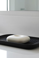Porte-savon minimaliste à surface rainurée, blanc doux