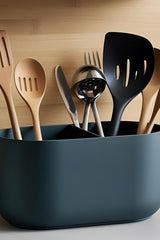 Pot à ustensiles de cuisine minimaliste à deux compartiments, au design scandinave épuré
