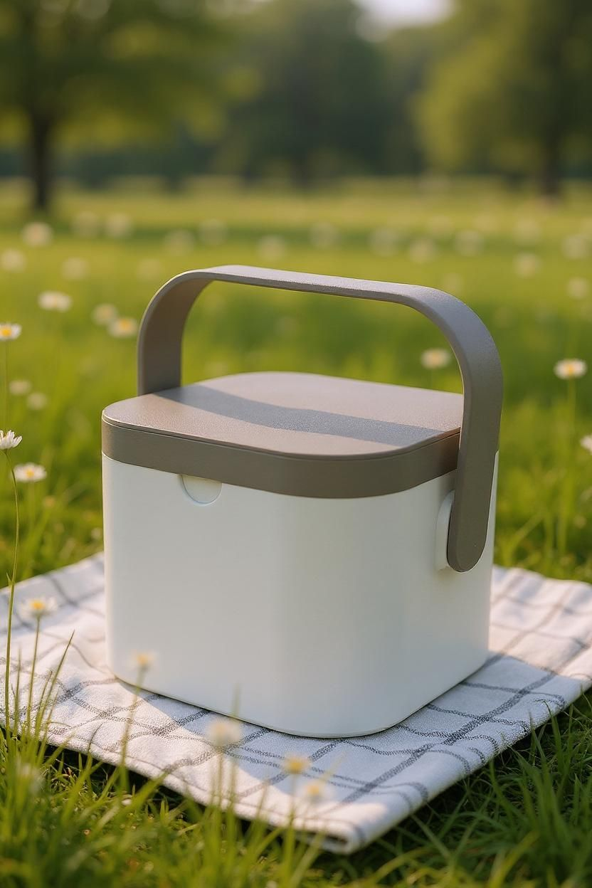 Glaçon réutilisable congelable à quatre compartiments pour canettes, vu de dessus
