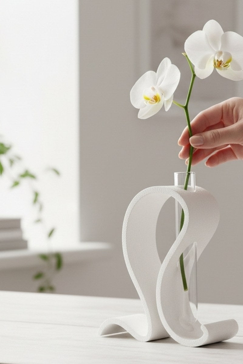 Gros plan d'un support texturé pour vases éprouvettes à surface mate