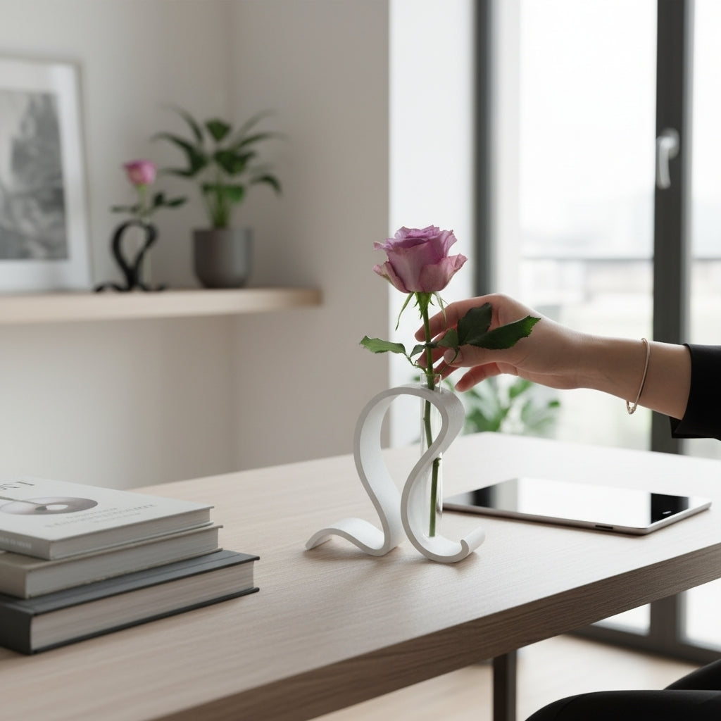Détail de la texture organique d'un support de vase en tubes à essai