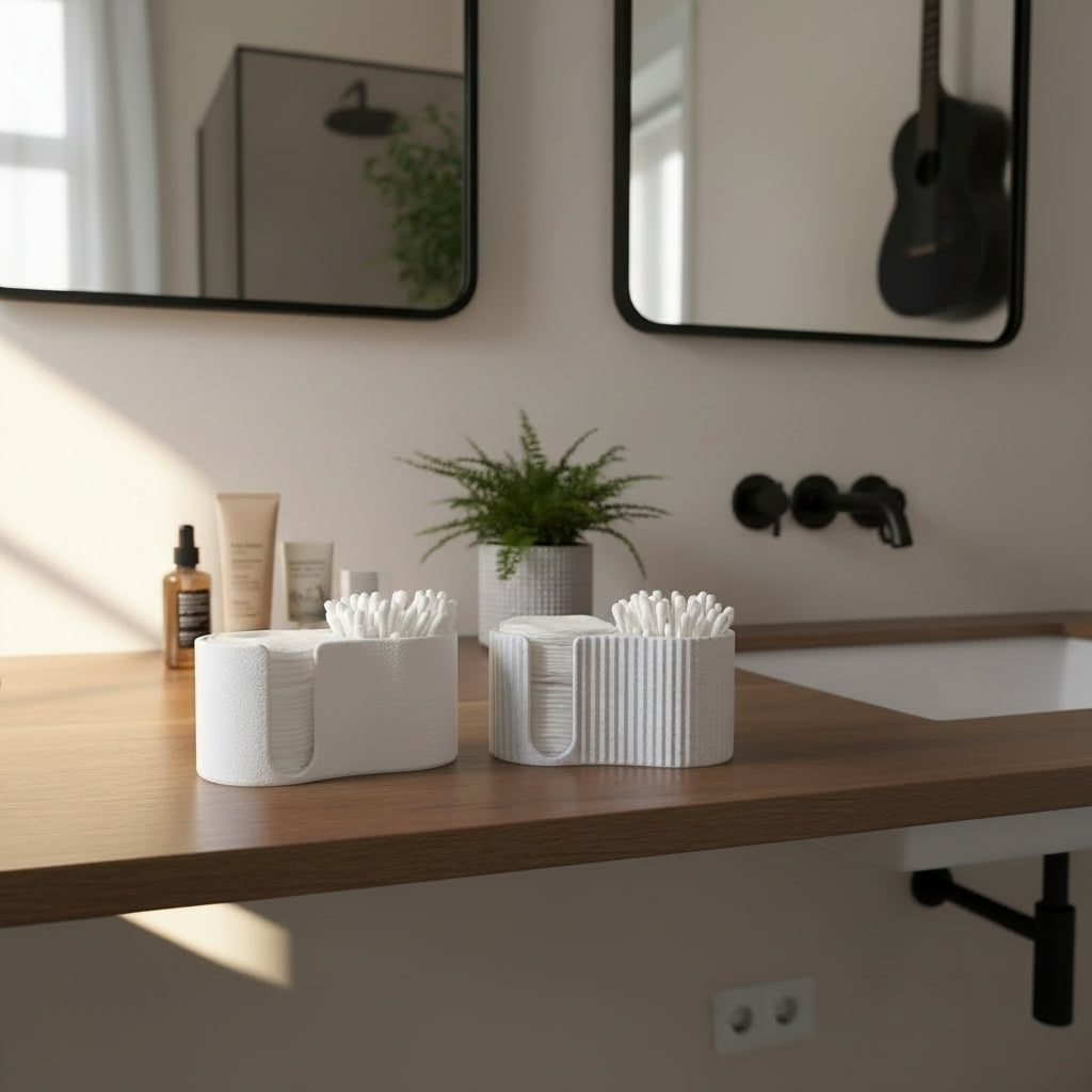 Motif strié d'un support moderne pour disques de coton et cotons-tiges