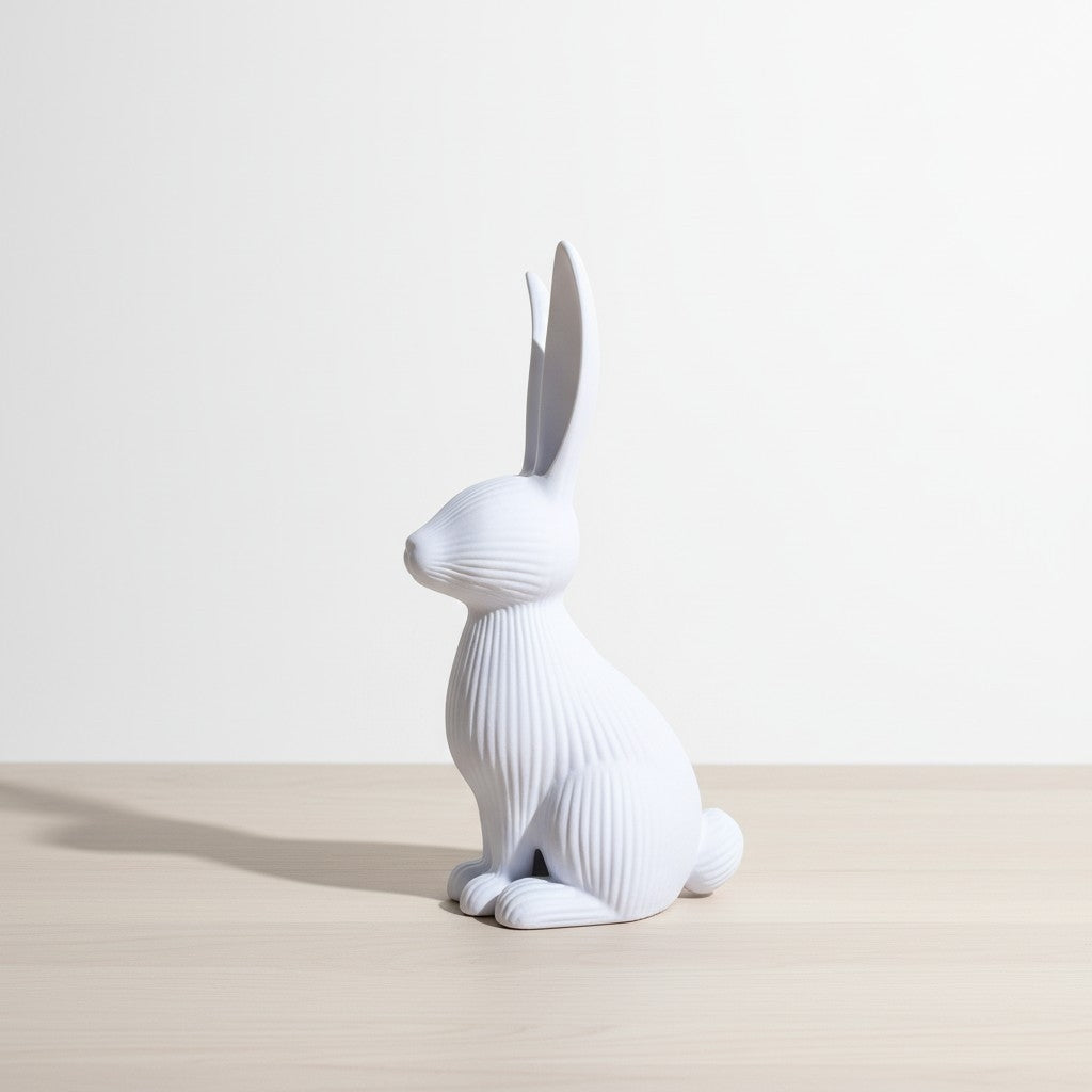 Gros plan d'un lapin de Pâques cannelé moderne à lignes verticales