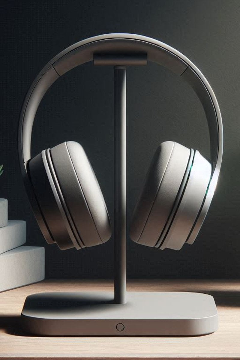 Support de casque minimaliste avec bras incurvé épuré et pied compact