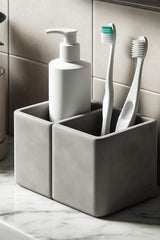 Porte-brosses à dents minimaliste à deux compartiments vu de dessus