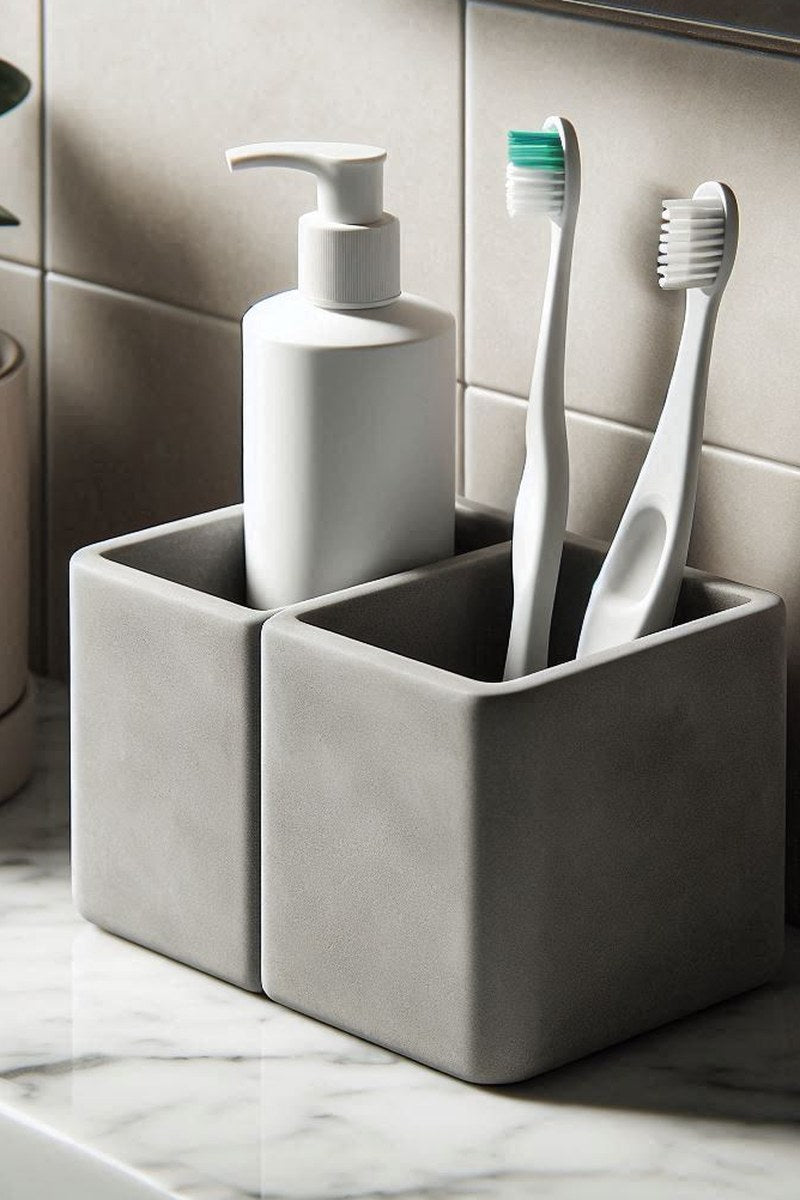 Porte-brosses à dents minimaliste à deux compartiments vu de dessus