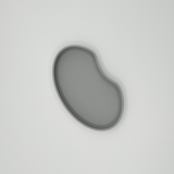 Détail du bord doux et de la silhouette minimaliste d'un plateau en forme de haricot