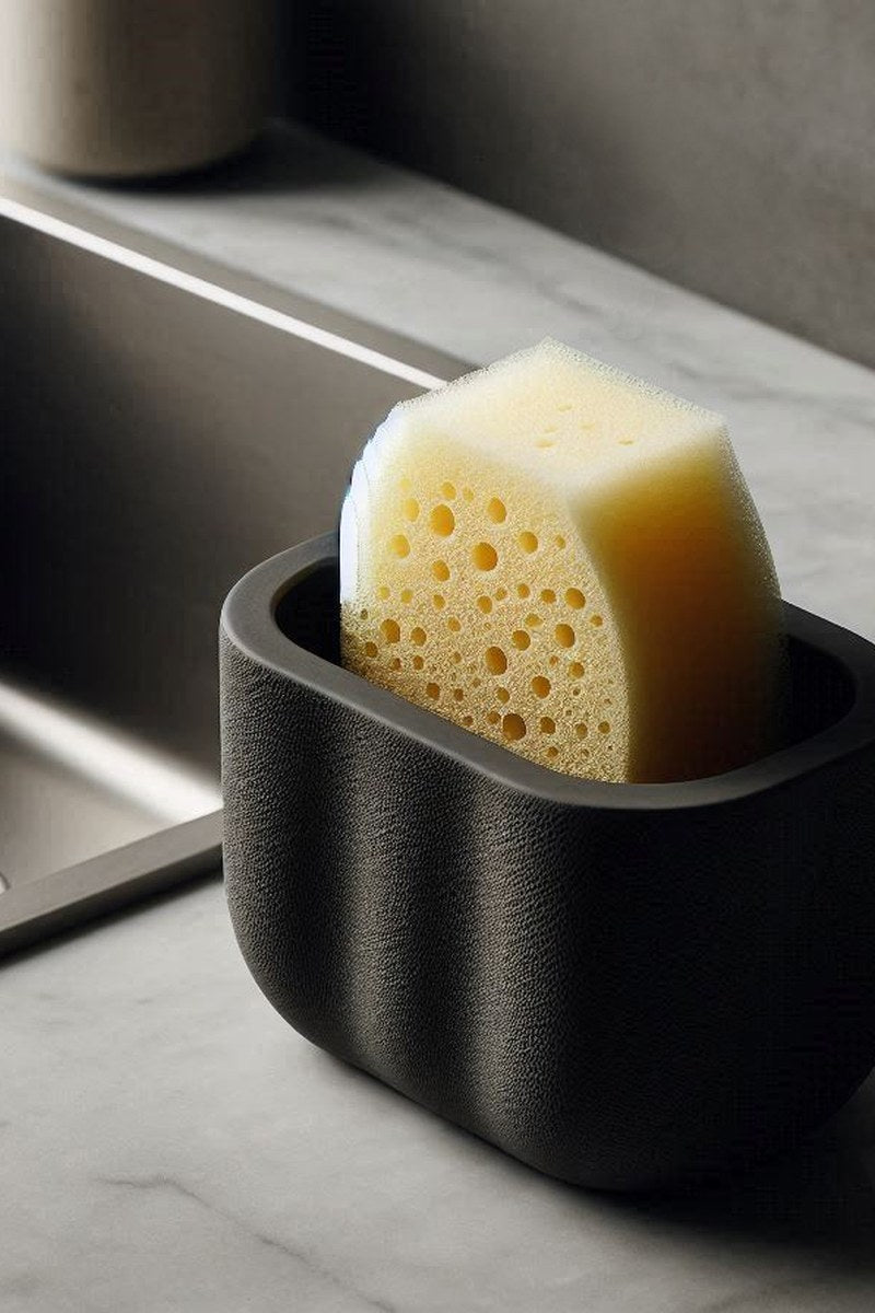 Support d'éponge à vaisselle à la surface mate et veloutée, ton neutre clair