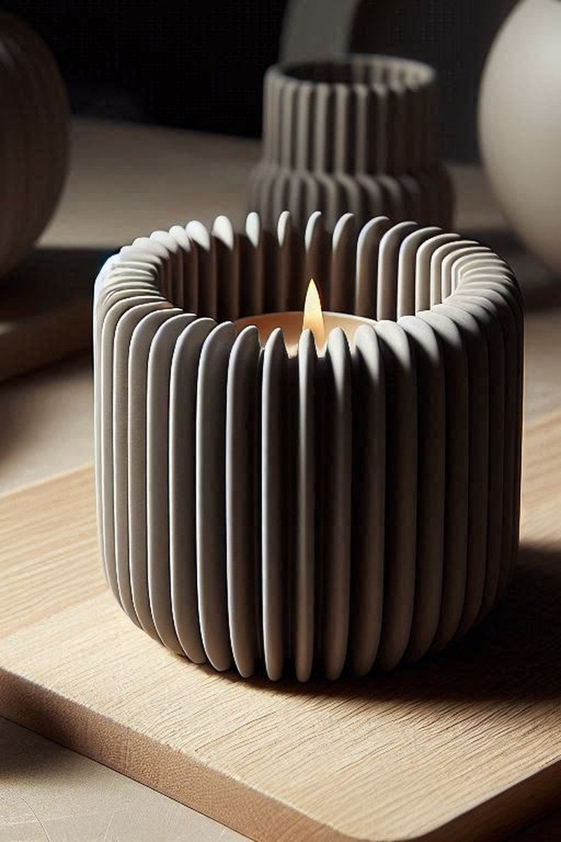 Gros plan d'un photophore cannelé à texture verticale et profondeur