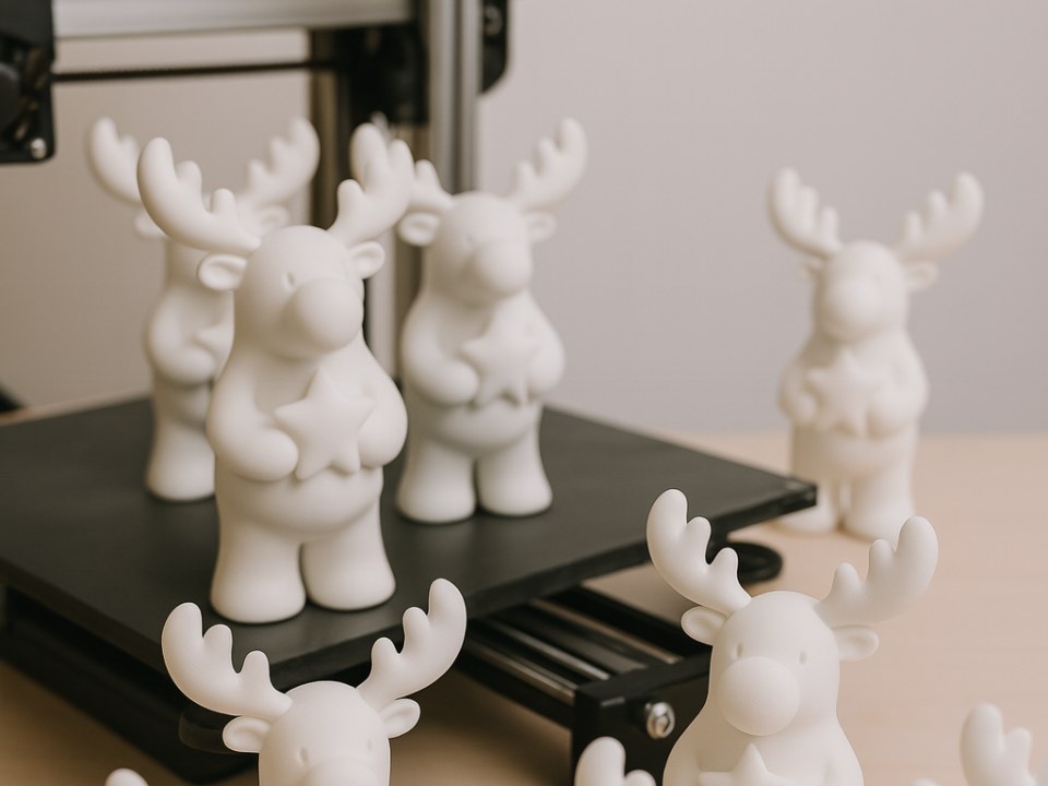 Figurine d'élan minimaliste tenant une étoile