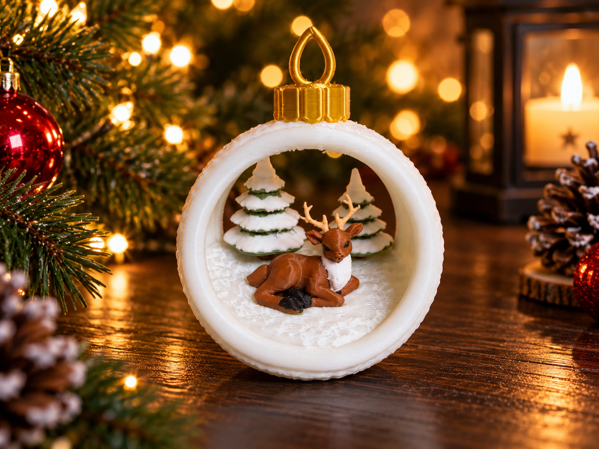 Boule de Noël avec ourson et sapin