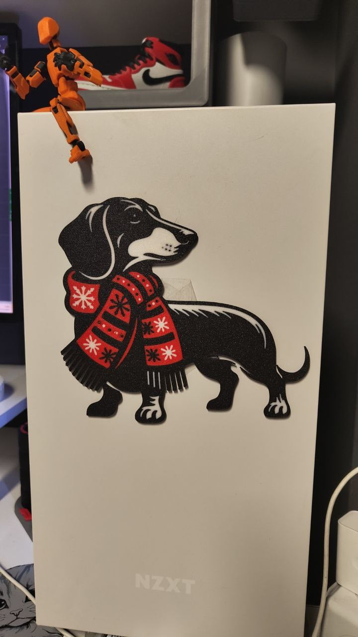 Décoration murale avec teckel dans l'esprit de Noël
