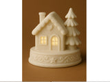 Maison en pain d'épices pour bougie chauffe-plat – maison de Noël avec deux sapins