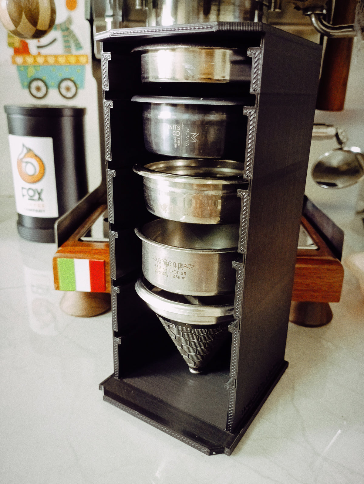 Étagère pour paniers de porte-filtre 58 mm – organiseur espresso