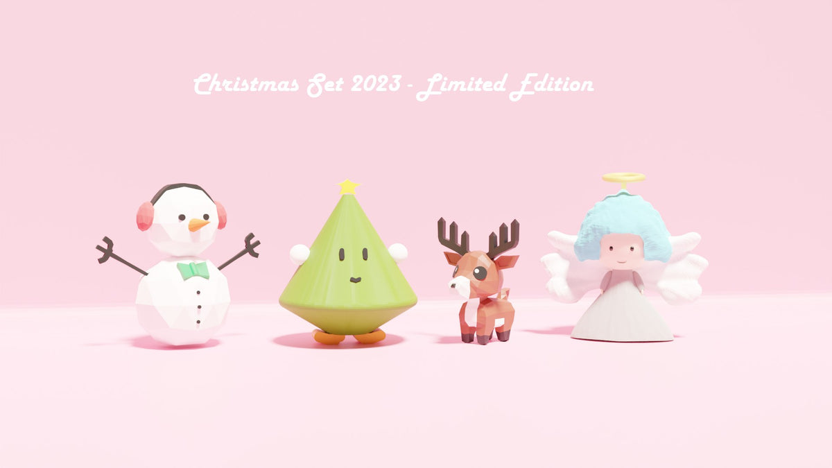 Ensemble de figurines de Noël avec bonhomme de neige, sapin, renne et ange