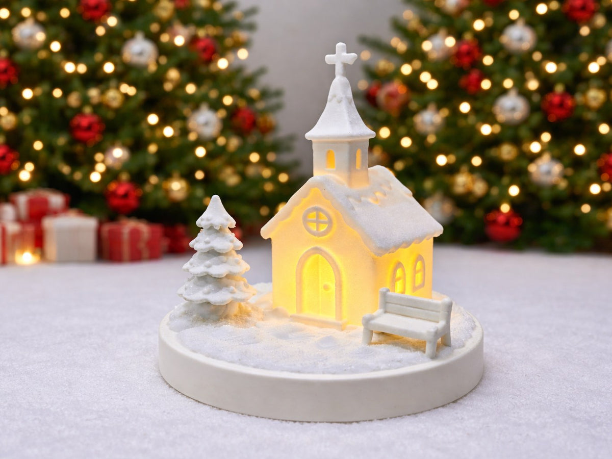 Maison de Noël pour bougie chauffe-plat – église en pain d'épices