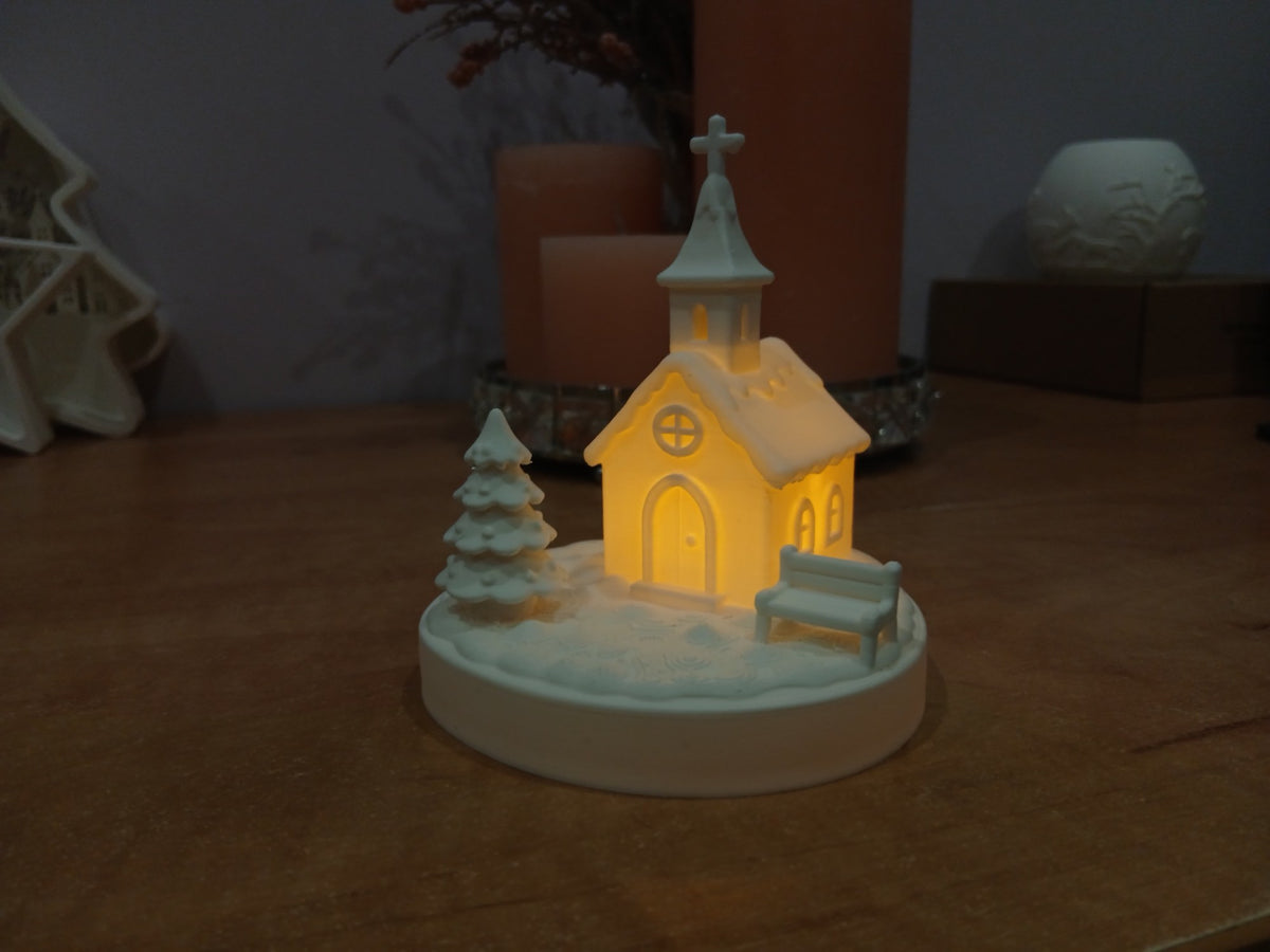 Maison de Noël pour bougie chauffe-plat – église en pain d'épices