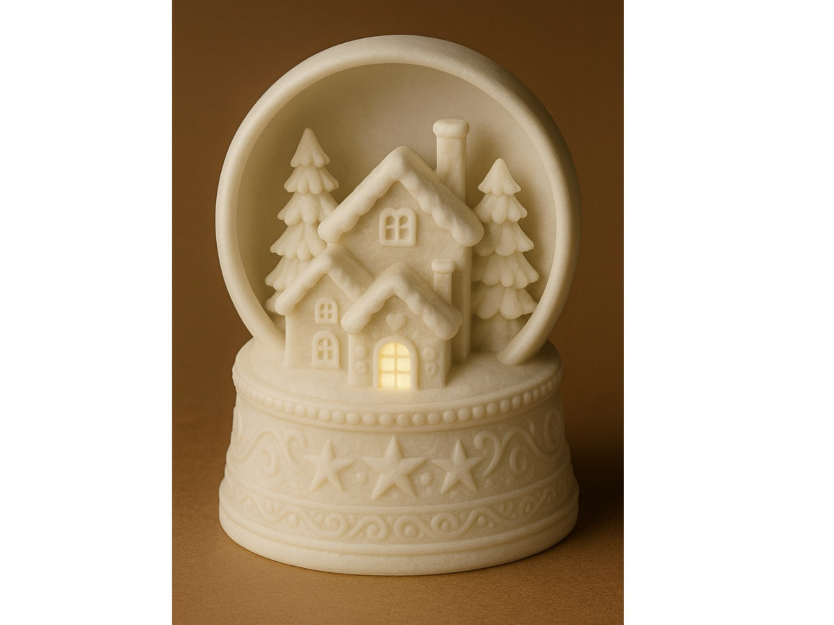 Maison de Noël pour bougie chauffe-plat – maison d'hiver dans une boule à neige