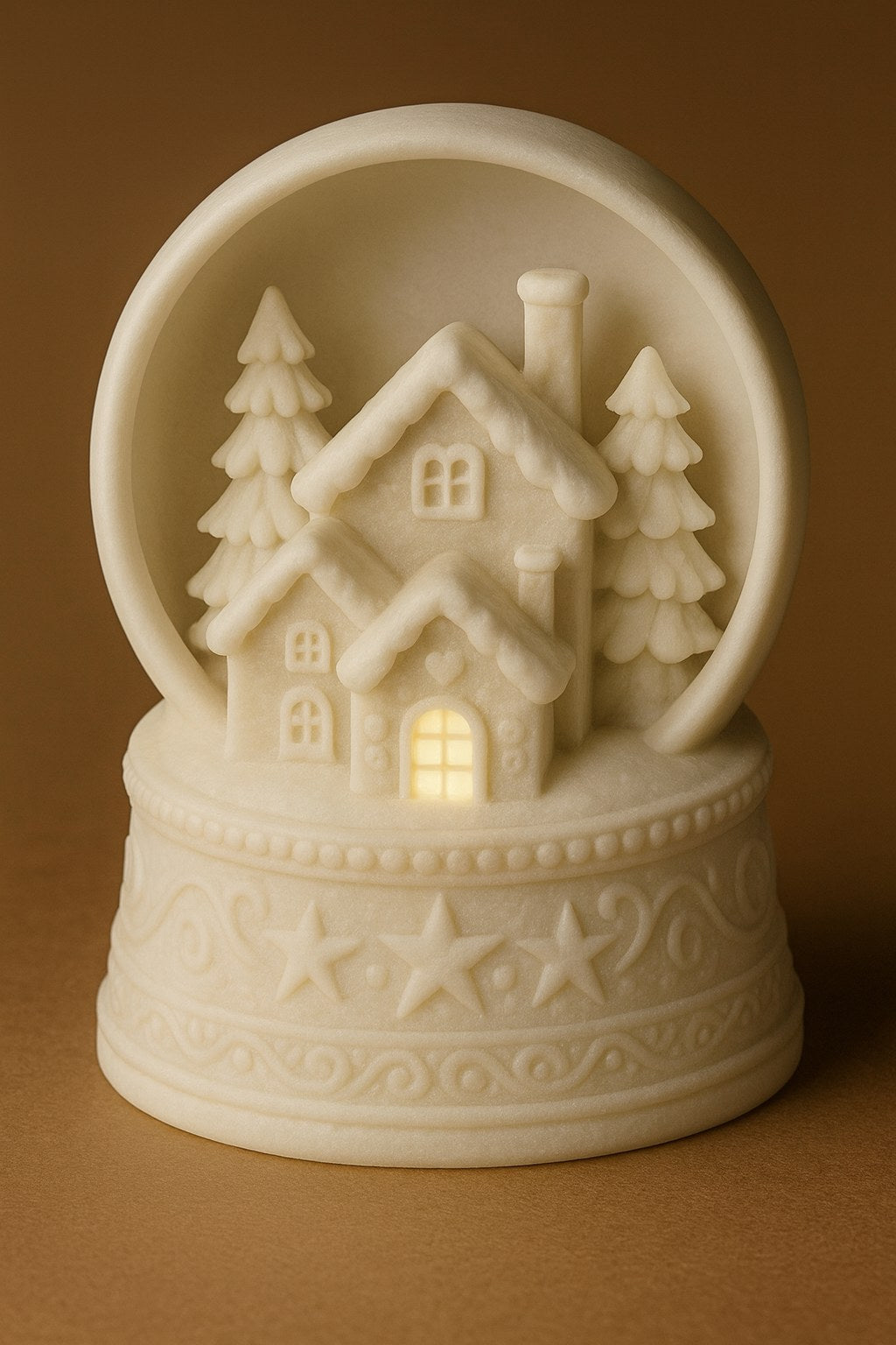 Maison de Noël pour bougie chauffe-plat – maison d'hiver dans une boule à neige