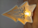 Photophore sapin de Noël avec scène de forêt et rennes