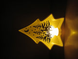 Photophore sapin de Noël avec scène de forêt et rennes