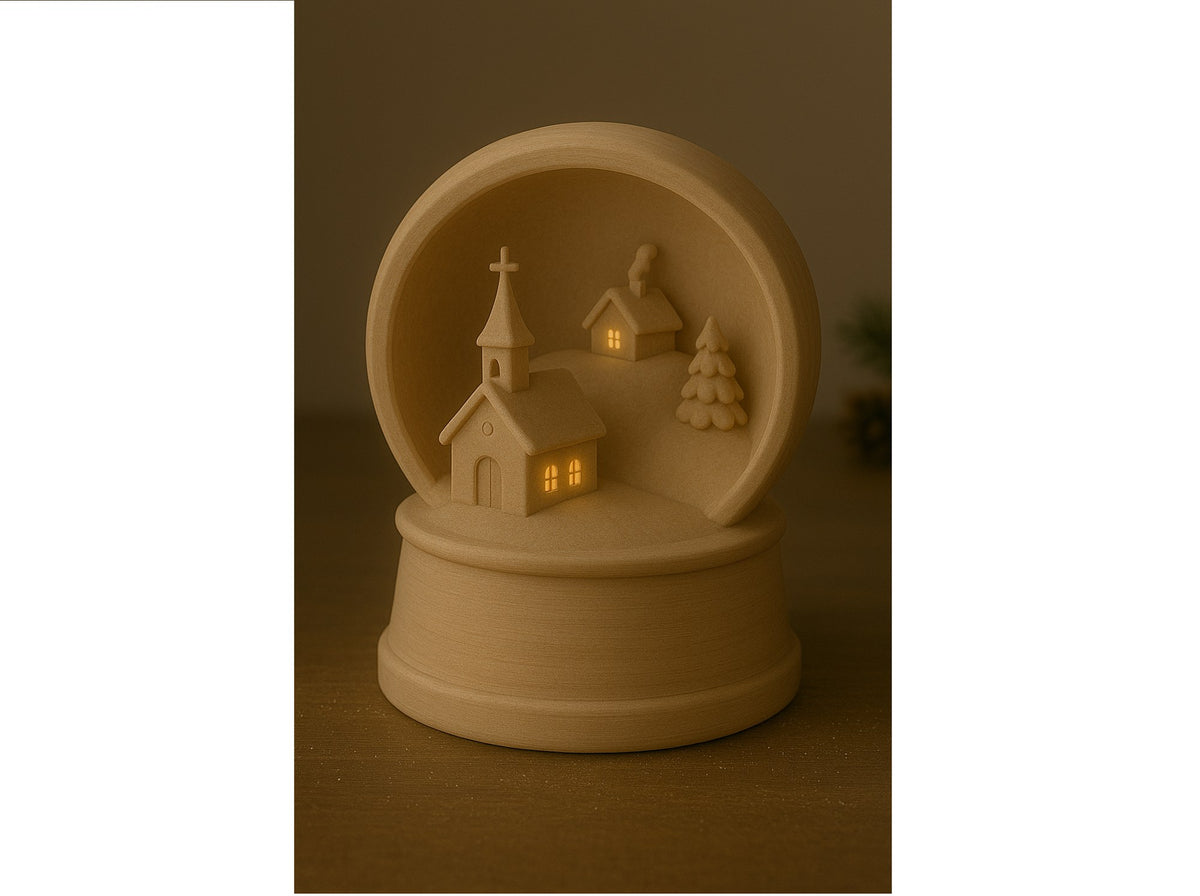 Maison de Noël pour bougie chauffe-plat – village d'hiver avec église