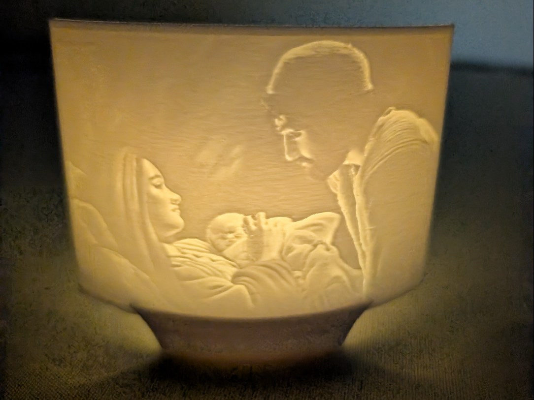 Lithophanie de la Nativité pour bougie LED