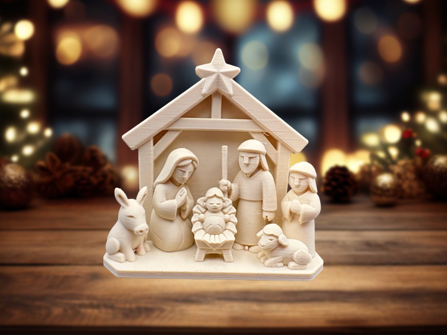 Crèche avec Marie, Joseph et l'Enfant Jésus