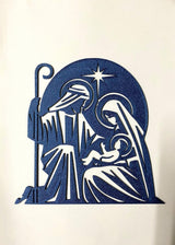 Crèche en silhouette avec Joseph, Marie, l'Enfant Jésus et l'étoile