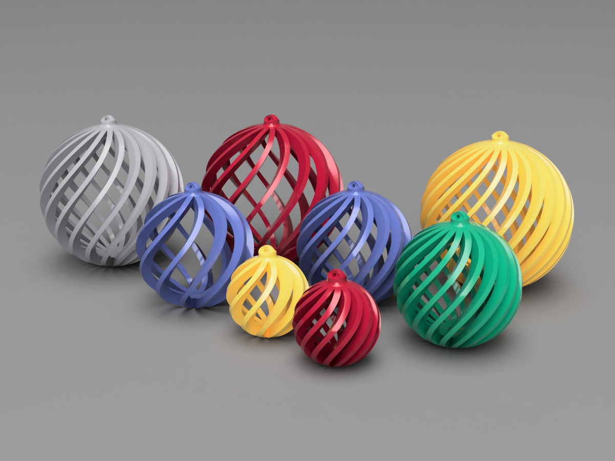 Boules de Noël striées en trois tailles