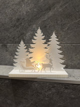 Paysage de Noël pour bougie LED avec sapins et rennes