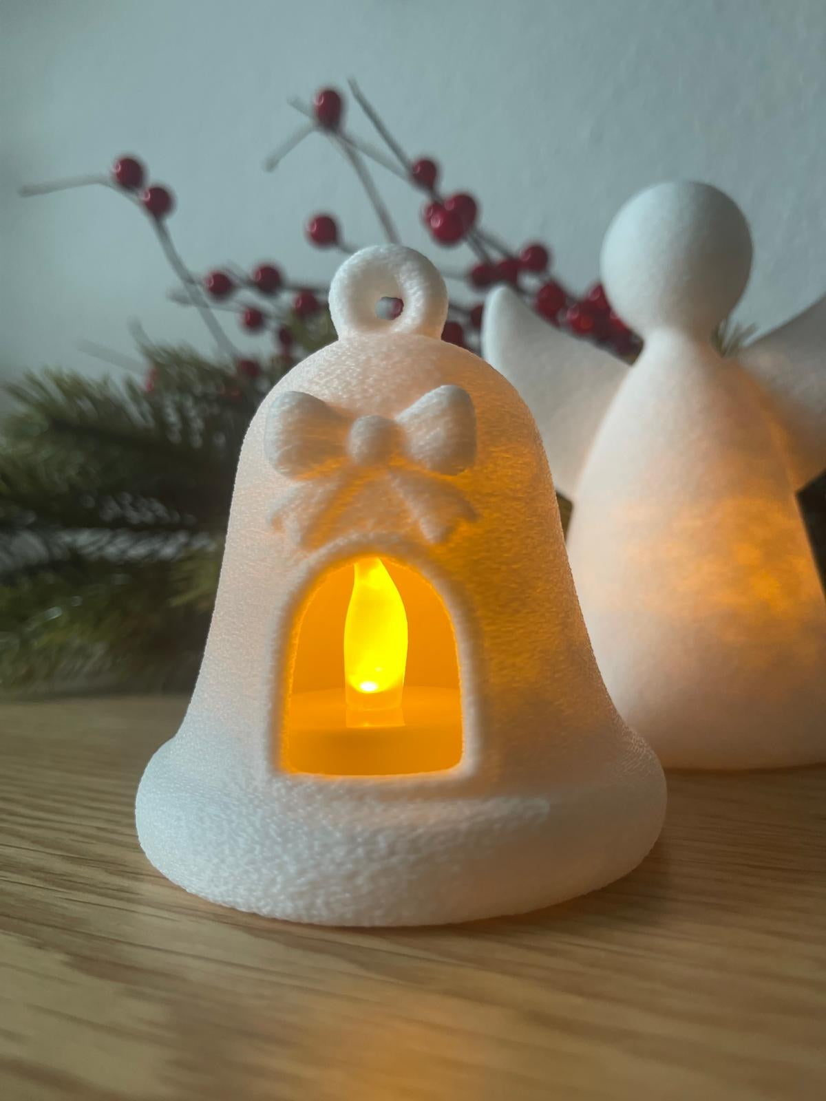 Cloche de Noël pour bougie LED – décoration d'hiver